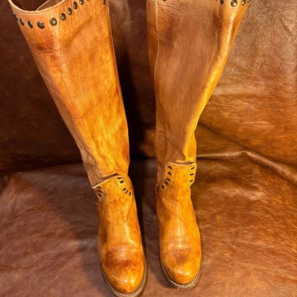 Bed Stü Loxley Tan Rustic Studded Leather Tall Boots